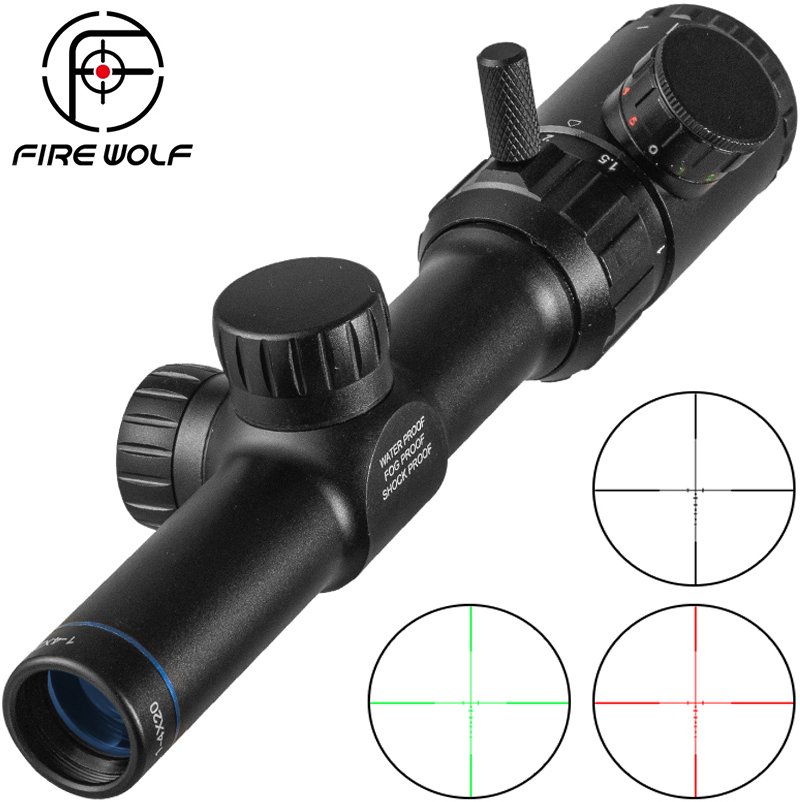 FIRE WOLF 1-4x20 Rifle Scope G - Outdoor Hunting Range ulasan dan harga