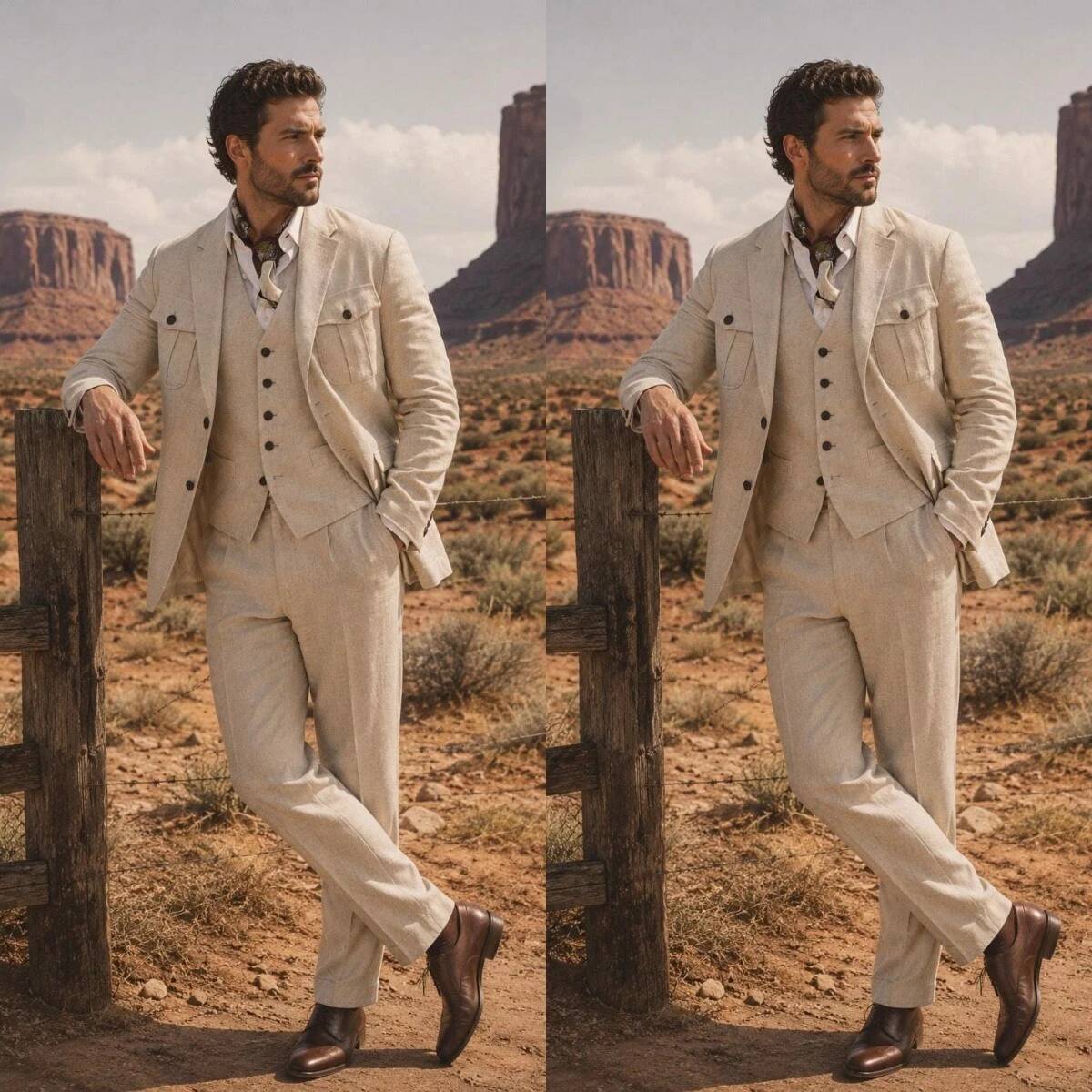 Beige Linen 3 Piece Safari Sui - Safari Outdoor Hunting Jackets ulasan dan harga